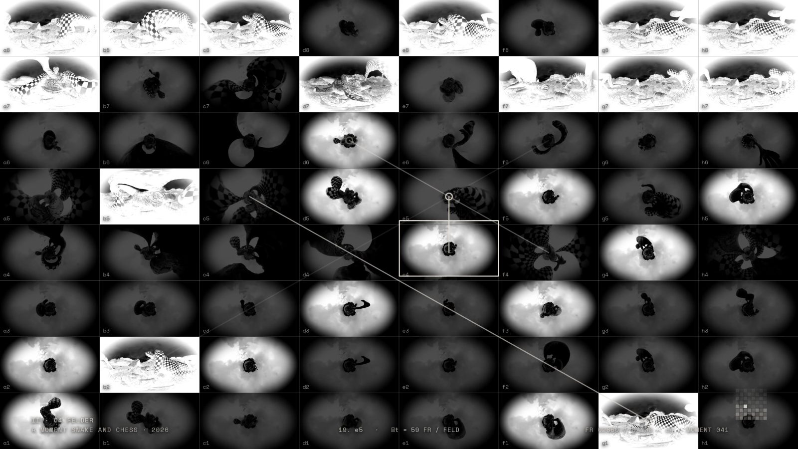 Kapitel 64 Felder: das Bild als Schachbrett aus 64 Videofeldern