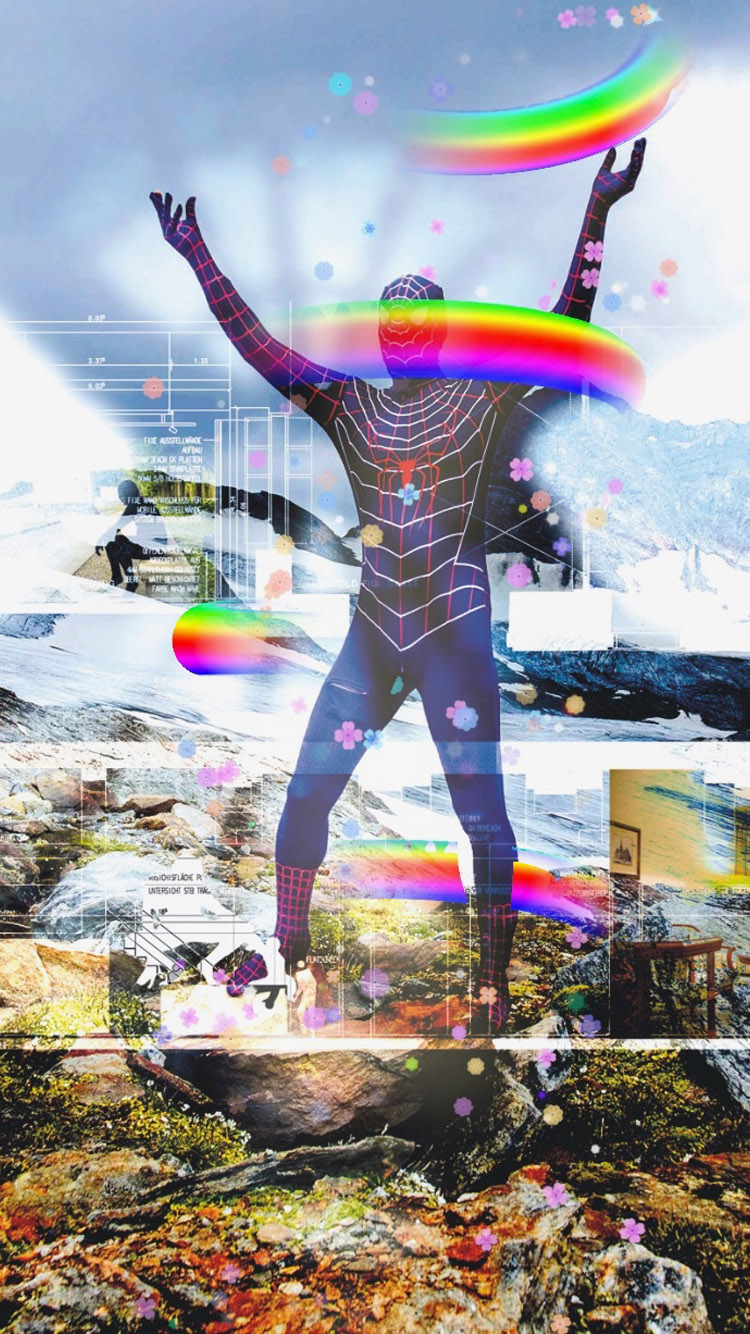 Cosmic Comic Selfie in alpiner Landschaft
