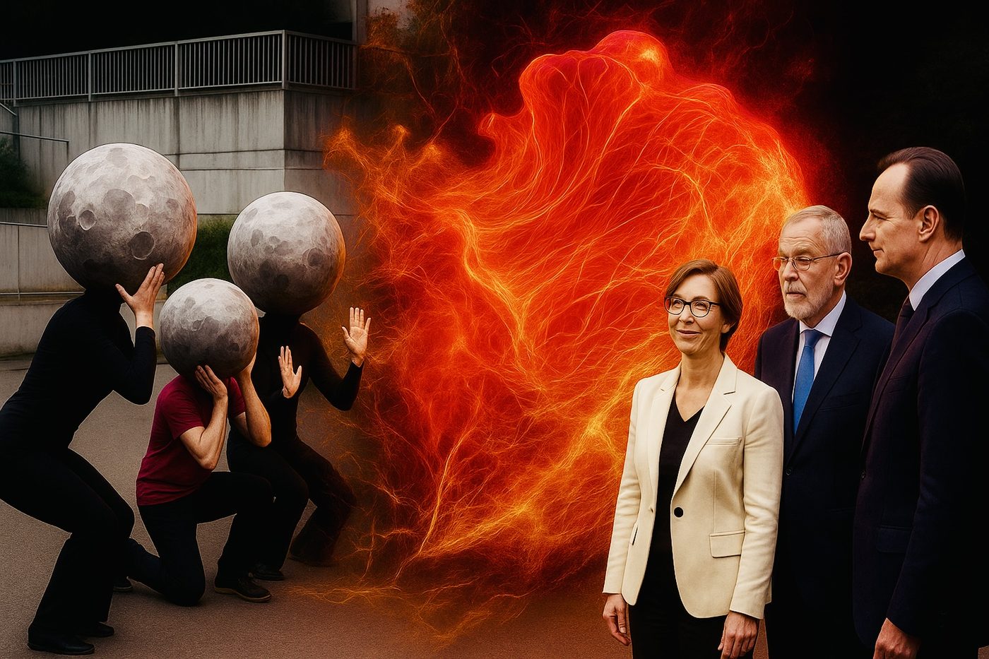 Öffentliche Begegnung mit AI-Feuerfigur