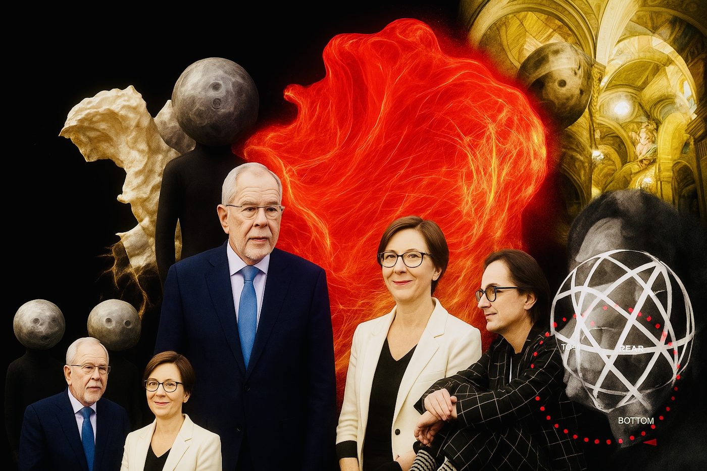 AI-Collage aus Figuren und Objekten